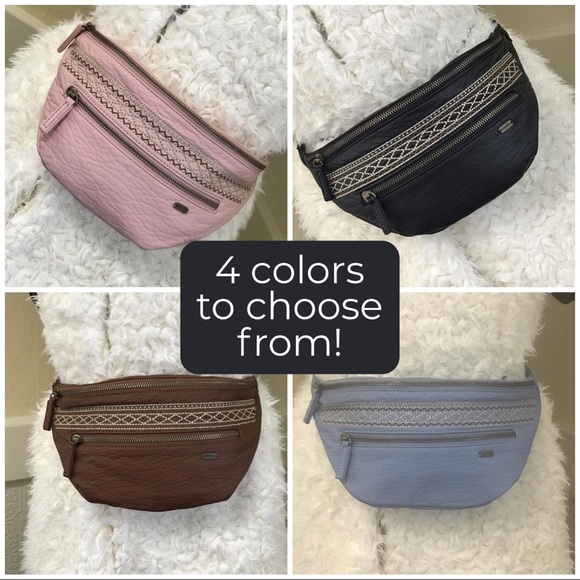 Boho Vegan Leather Mini Belt Bag Fanny Brown - Picture 9 of 9